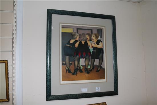 Beryl Cook Getting Ready 1990, signed limited edition print 46 x 40cm.